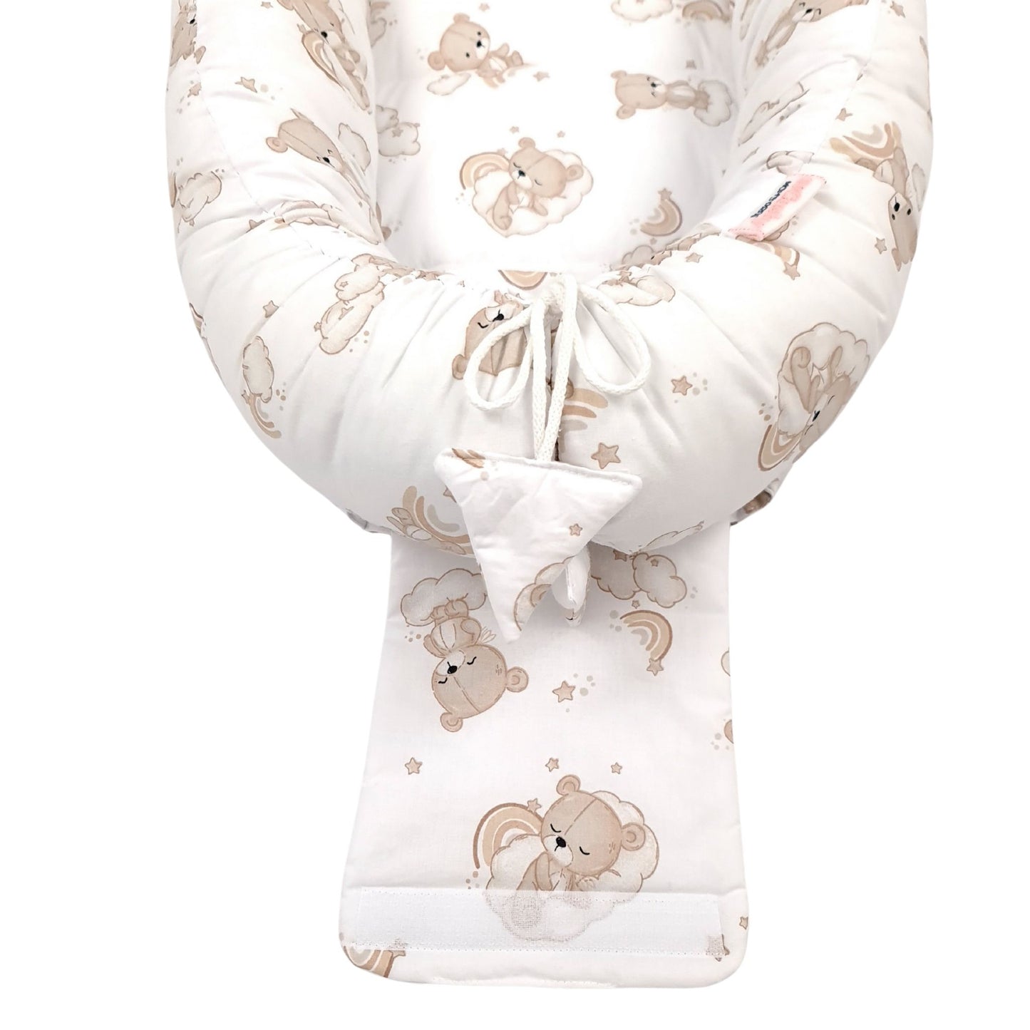 Close-up of Evcushy Baby Nest Pod 100% Cotton Fabric & Hypoallergenic Filling for newborn