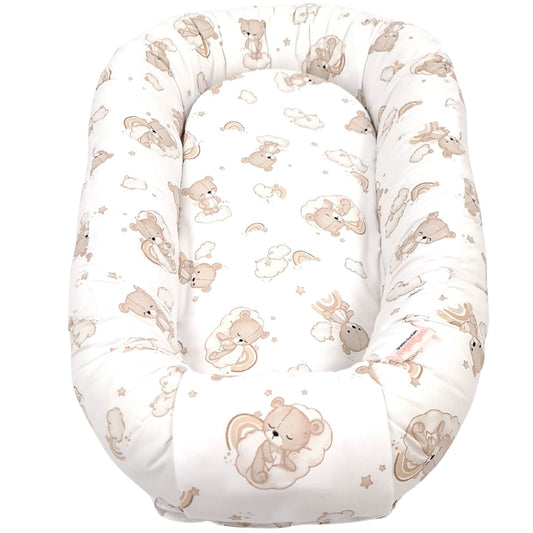 Evcushy Baby Nest Pod – Cloud Nine Bears Collection Cozy & Safe Sleeping Space for Newborns made of 100% cotton