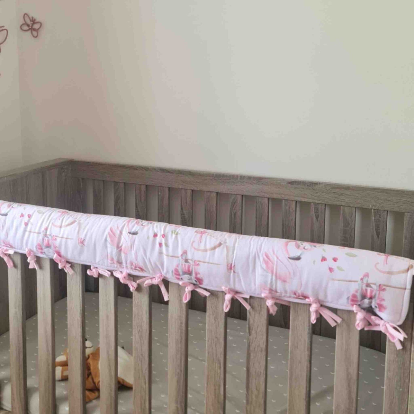 baby cot bed protector against biting the top rail of the cot well padded pink from evcushy