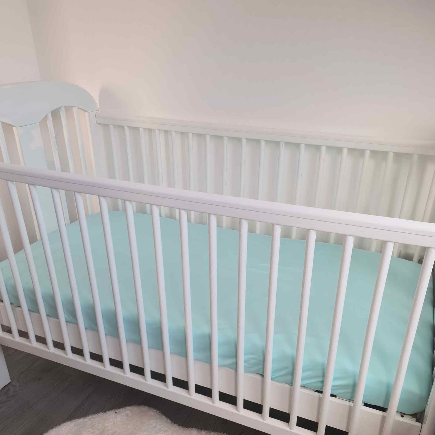 cot bed fitted sheet organic cotton mint green evcushy