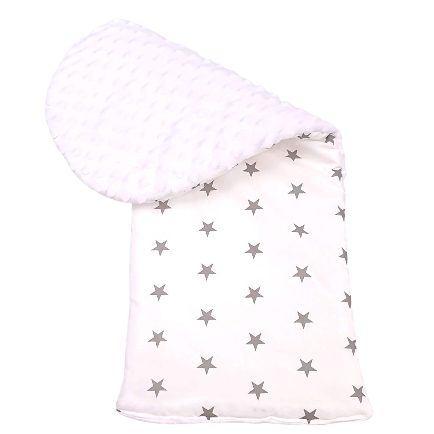 liner for evCushy pod deluxe 0-9 months white with grey stars and white plush on reverse