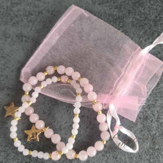 natural stones qartz matching bracelets for mum and daughter