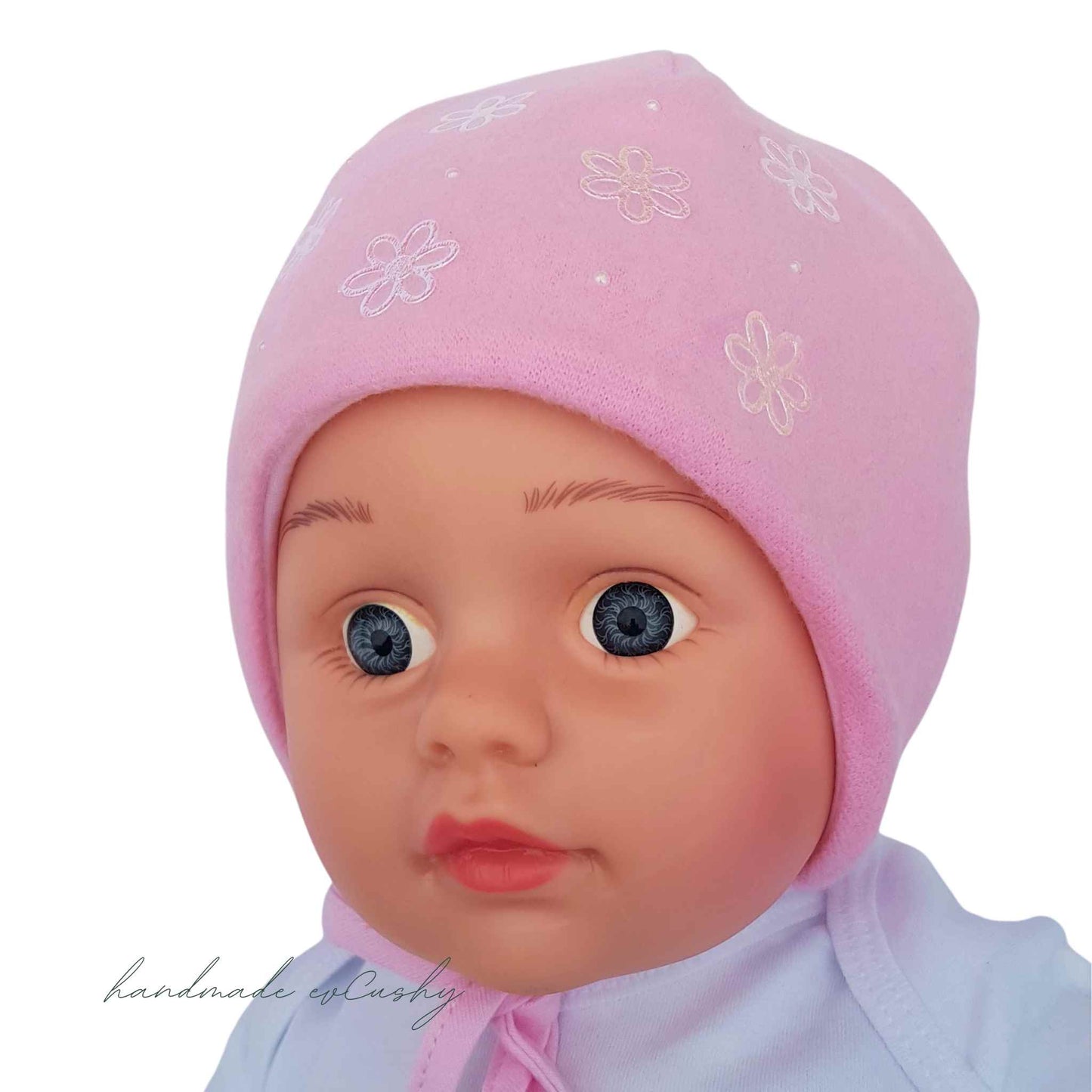 baby bonnet hat for winter cosy and warm pink evcushy