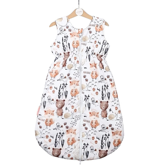 Cotton baby sleeping bag woodland animals owls and rabbits