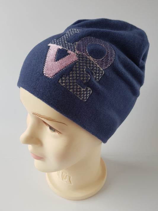 Kids Cotton Hat Beanie with LOVE Embroidery