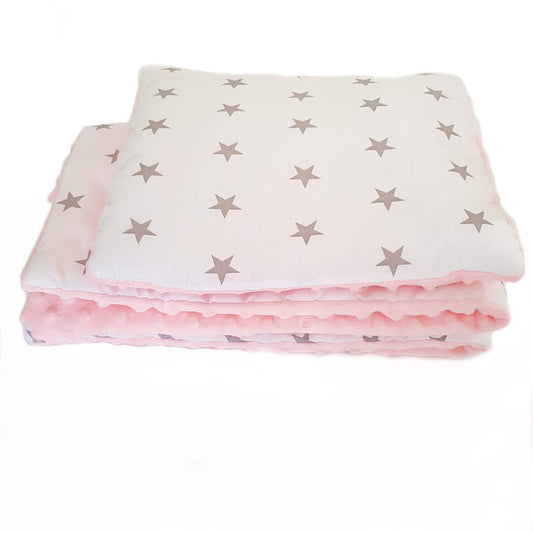 BLANKET & PILLOW SET - SIZE S, Grey stars