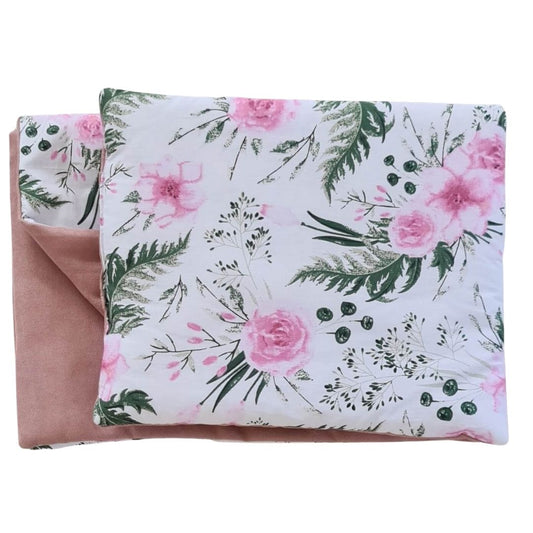 baby blanket quilt coverlet for newborns sizes 50x75 and 75x100 cm pink with roses cotton