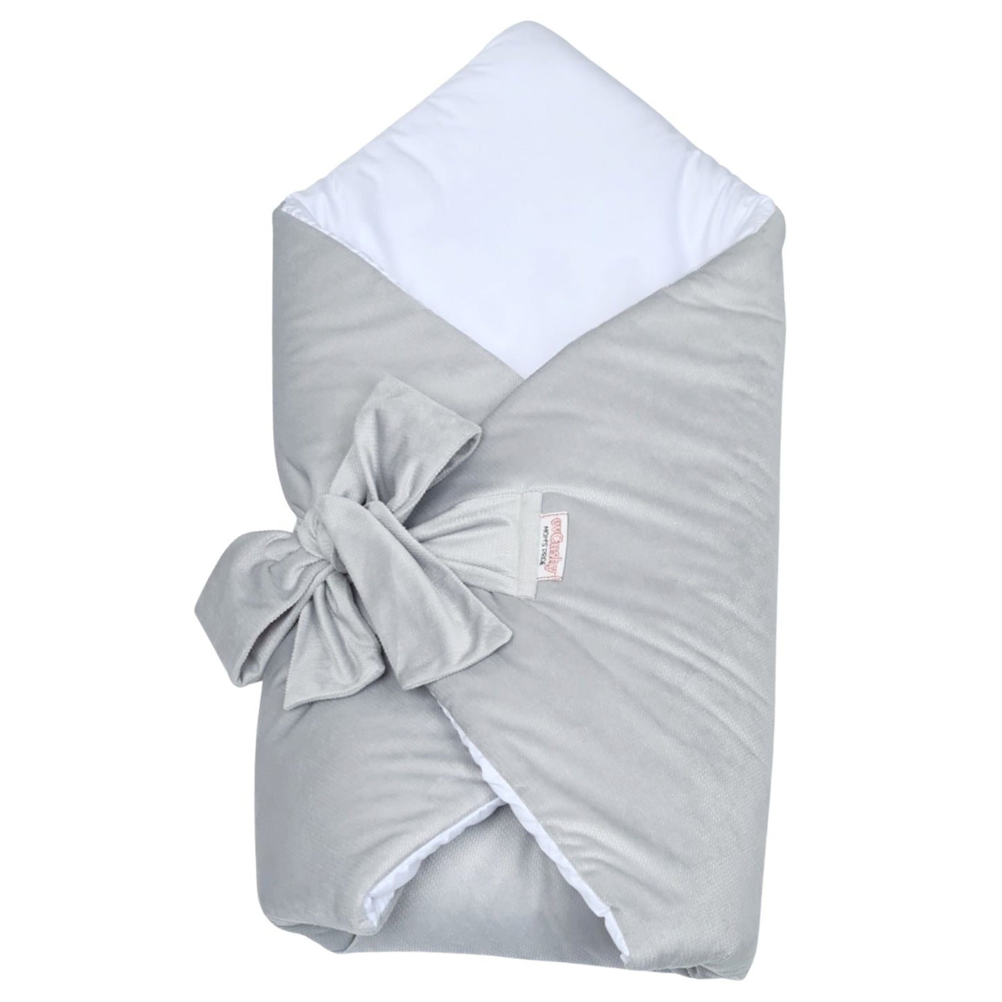 Grey Velvet & White Satin Cotton Swaddle Blanket 3 in 1 | Pre-Order