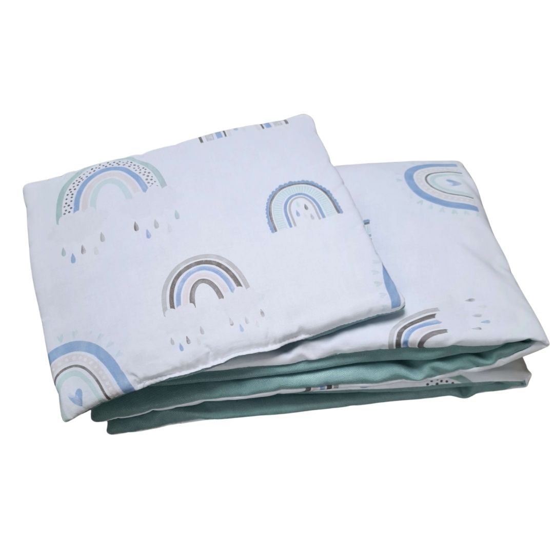 baby quilt with pillow for pram crib moses basket 100% cotton evCushy