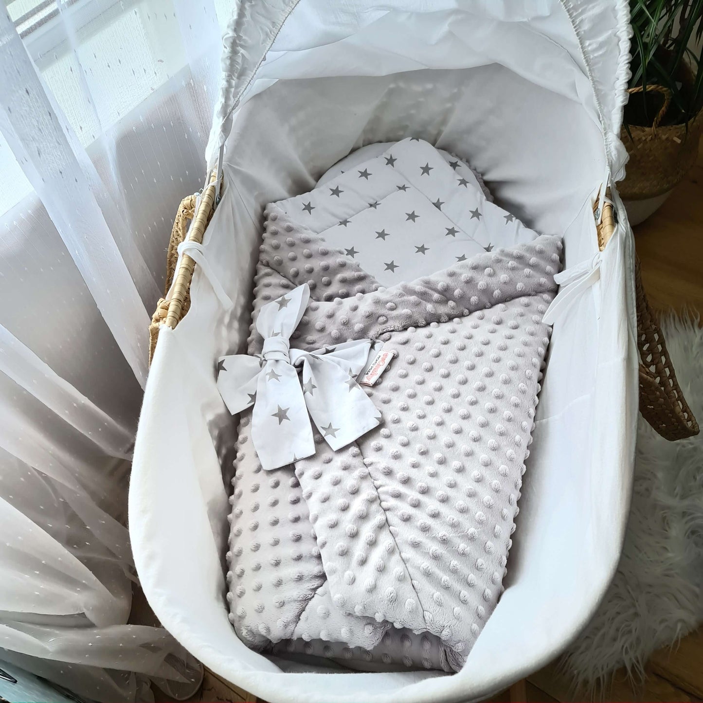 Grey-Stars Swaddle Blanket Newborn
