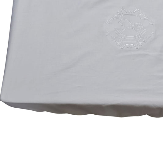 Fitted Sheet For Cot Bed Crib 100% Cotton White with Embroidery