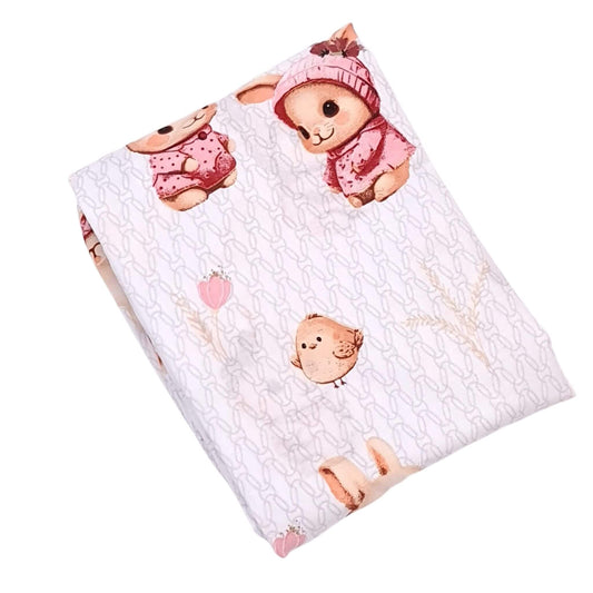 Bunnies Bliss fitted cotton sheet for cot beds (70x140 cm) Made from 100% certified cotton with Oeko-Tex standard