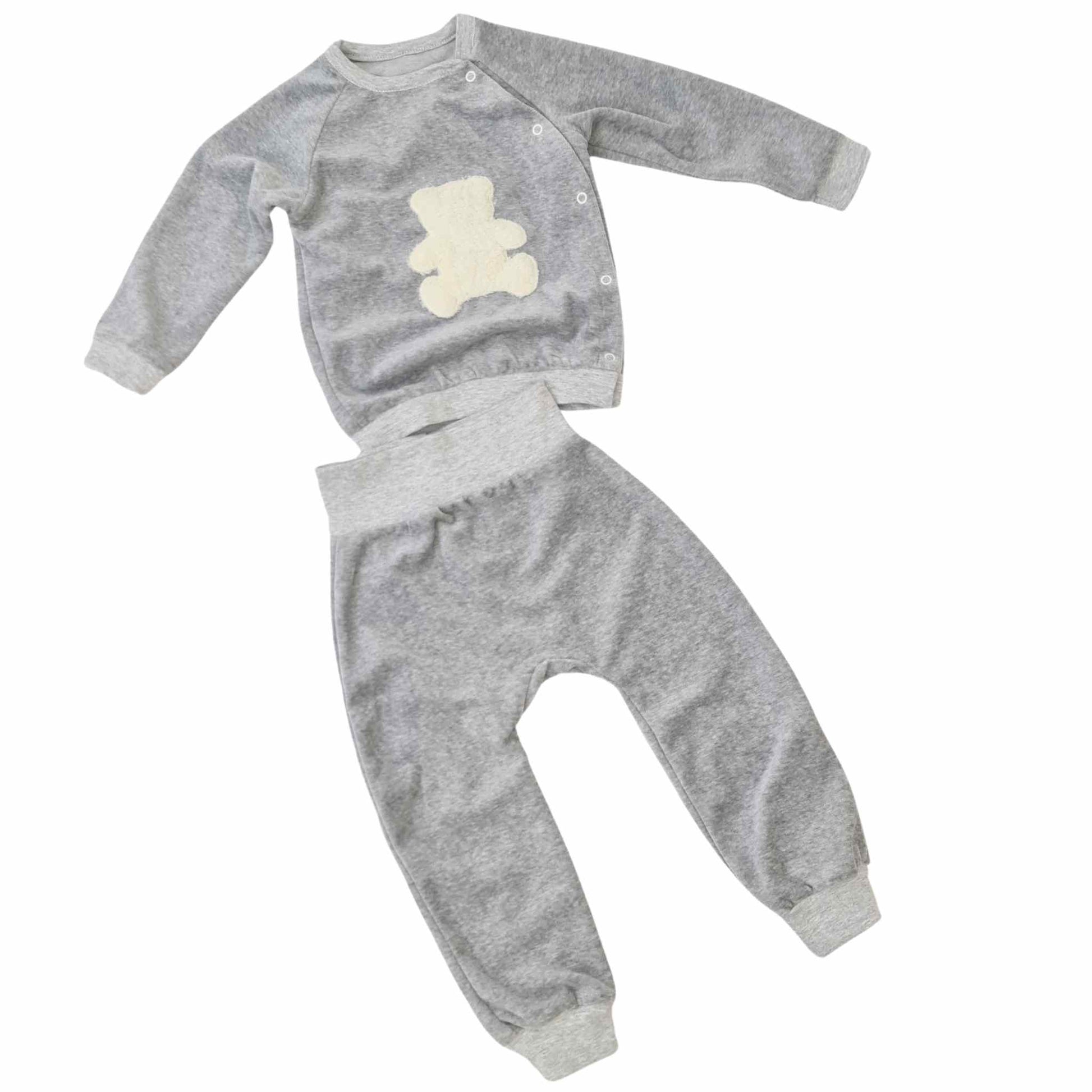 baby clothes from newborn comfortable tracksuit top and bottom grey colour soft velour evcushy
