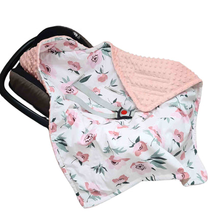 baby girl car seat blankets for newborn poppies flower with pink plush evCushy in Ireland