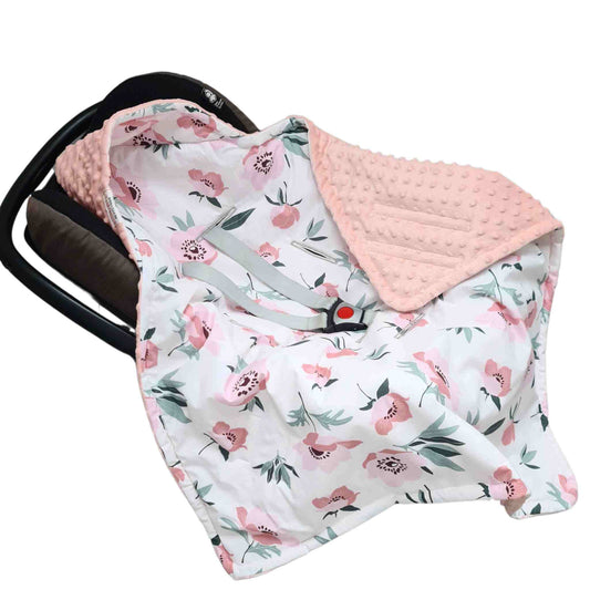 baby girl car seat blankets for newborn poppies flower with pink plush evCushy in Ireland