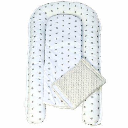 baby lounger snuggle and play pod for toddlers play mat changing mat grey stars cotton evCushy pod with liner
