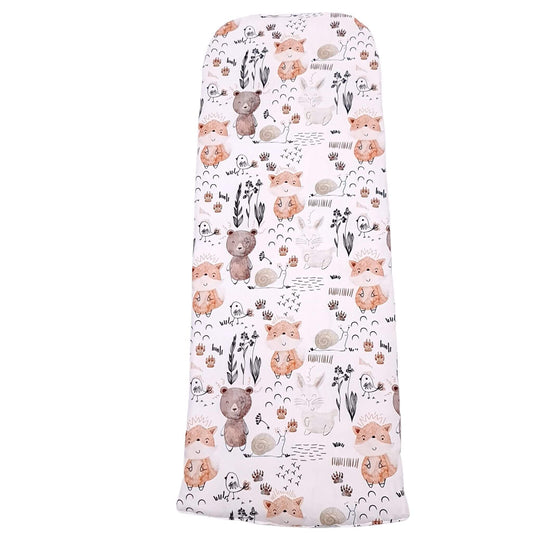 baby nest pod liner xxl insert made of cotton and velvet forest animals pattern