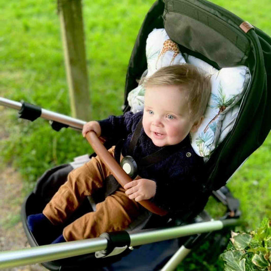 baby stroller liner insert cushioned pillow for support during travel safari print evcushy