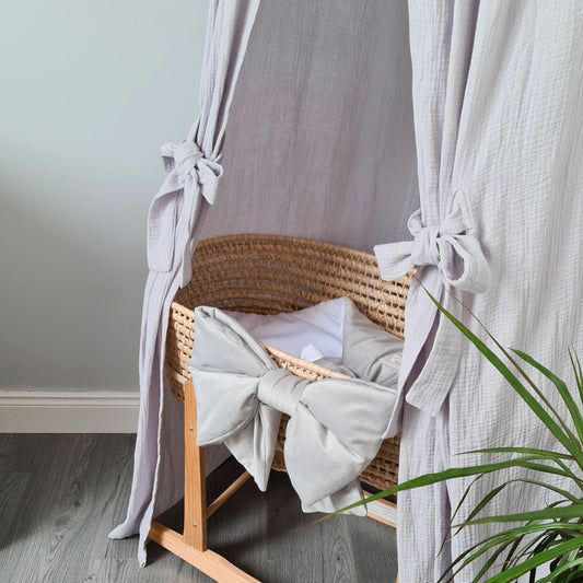 baby room decor large bows grey velvet