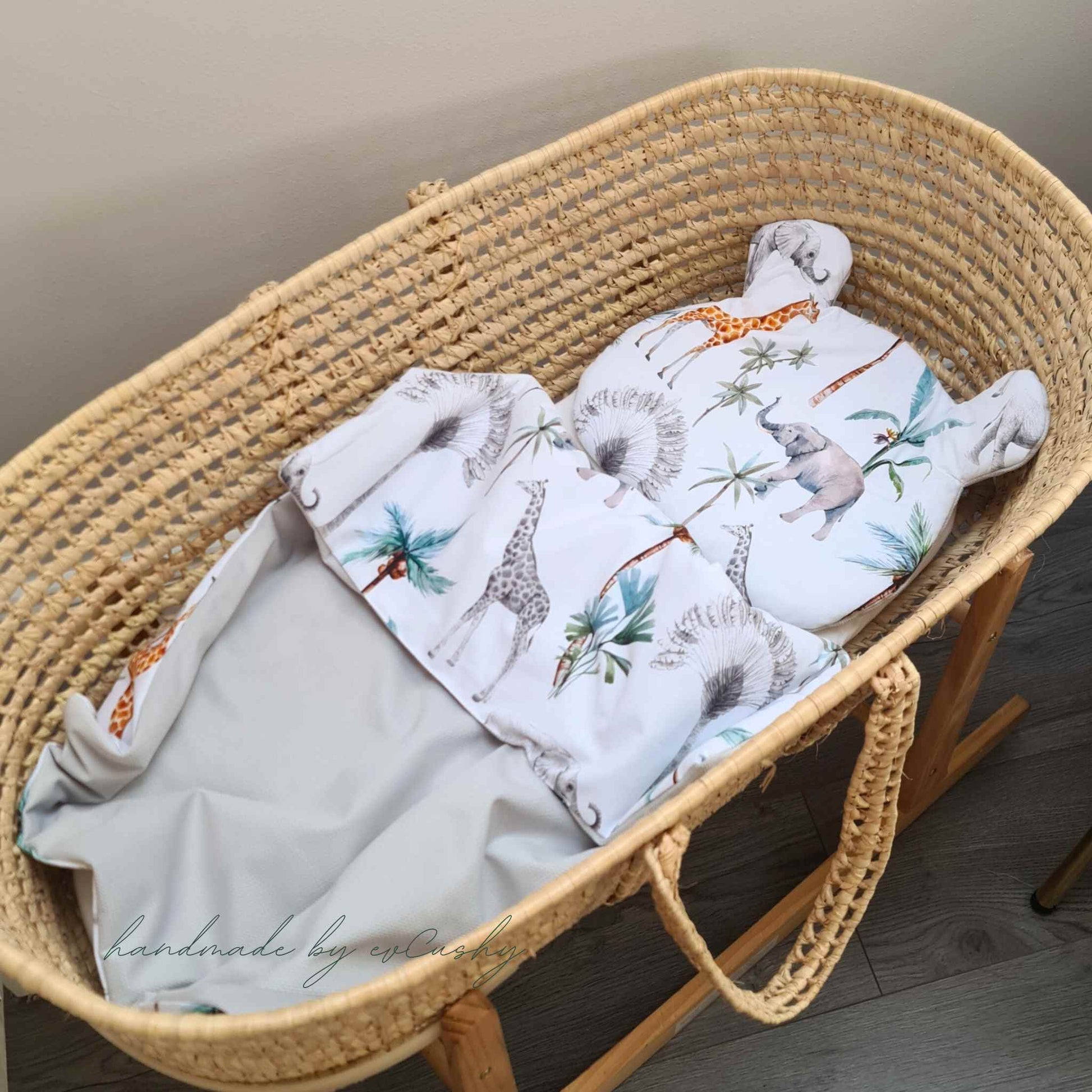 baby bedding set quilt and pillow for crib moses basket carry cot grey velvet and safari pattern cotton evcushy newborn bundle