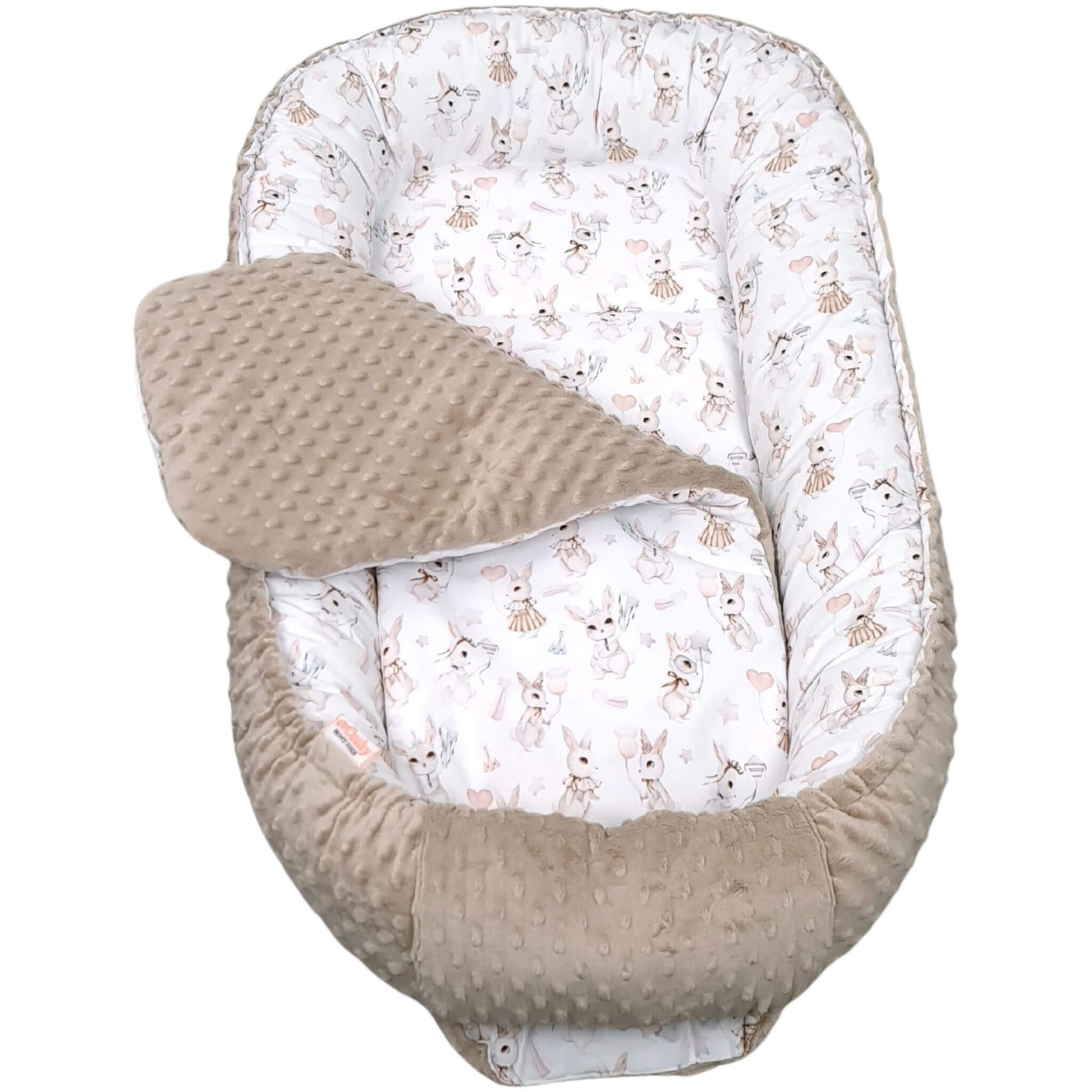 Extra padded liner for Blush Bunny XXL baby nest displayed on white background