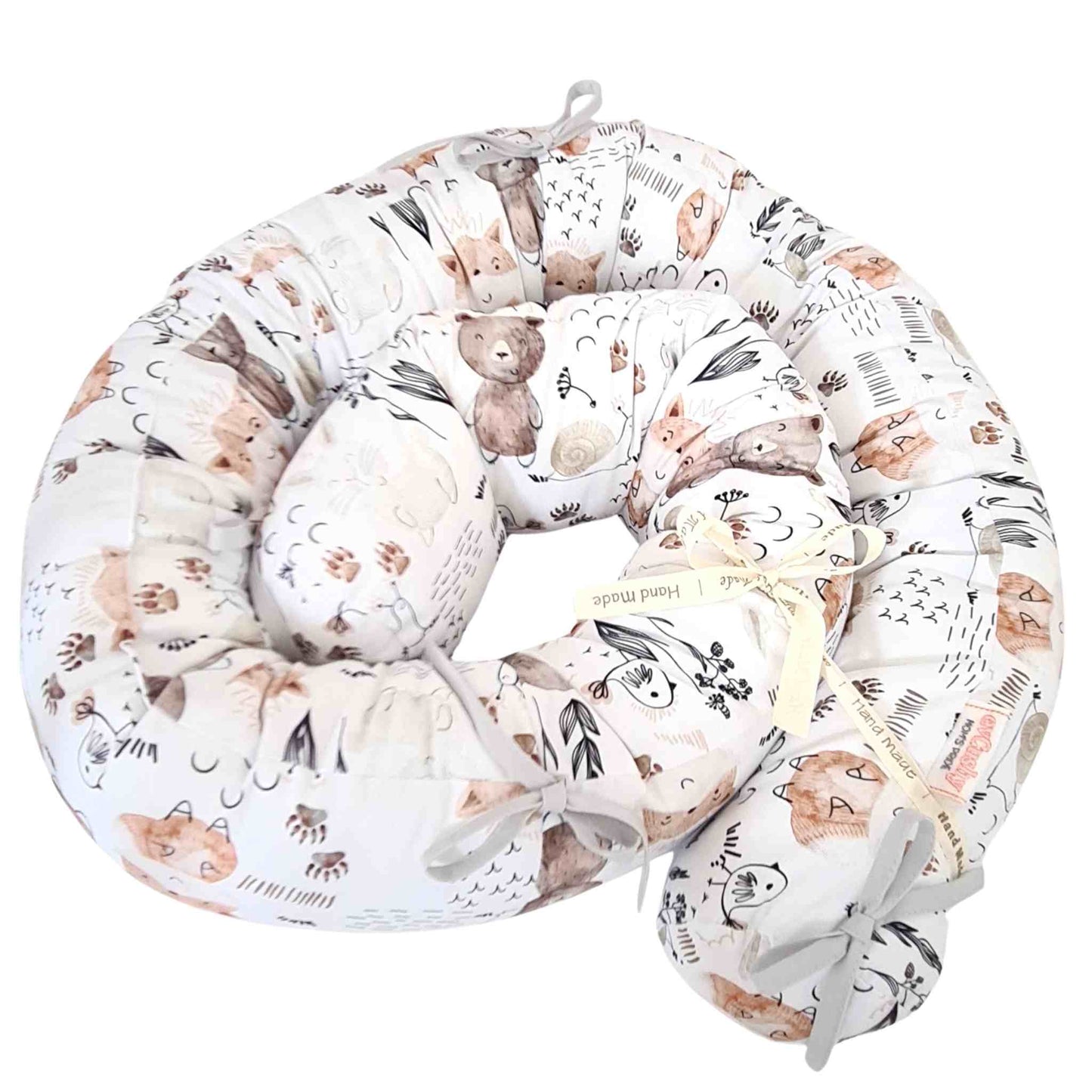 bolster bumper for cot bed snake pillow bumper well padded forest animals theme 