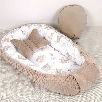 Coordinating butterfly pillow from the Evcushy Cloud Nine Bears baby nest set