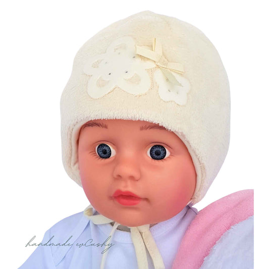 pink hats for baby girl winter warm hats bonnet hat with flower  and little bowevcushy