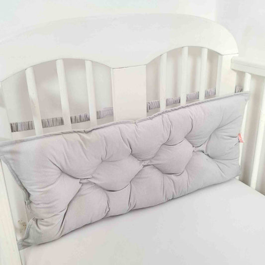 cushion for wooden headboard baby cot bed gry colour made of velvet 70cm long and 60cm long 