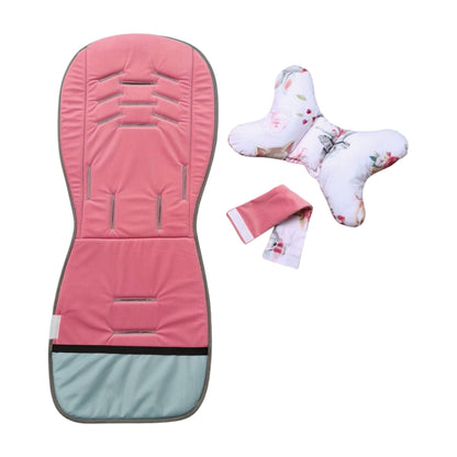 baby pram padded liner with head support pillow in pink 