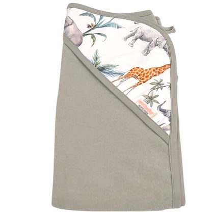 Baby towel hood detail safari pattern soft fabric