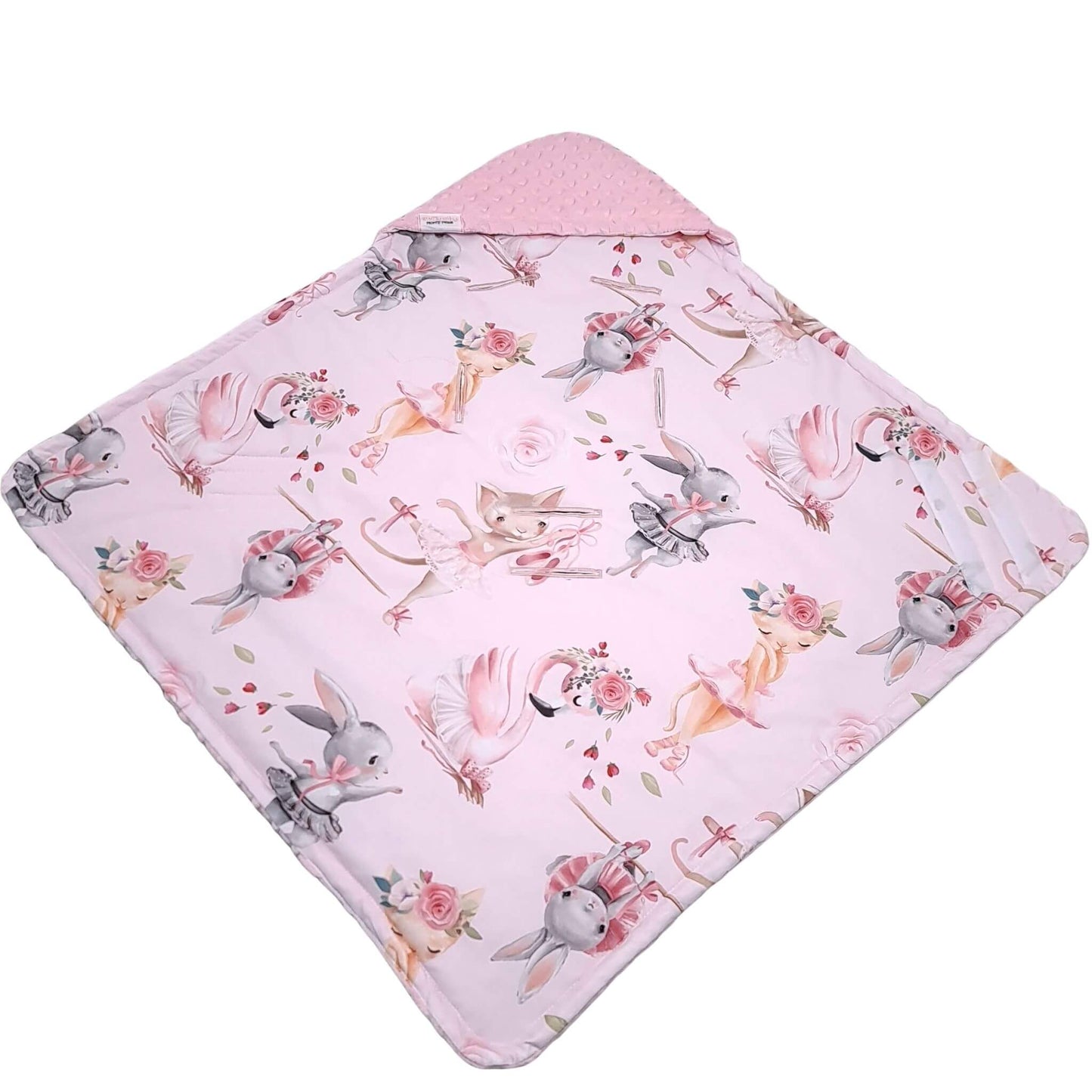 Hood detail of Evcushy Ballet Dreams Blanket for added warmth and comfort 