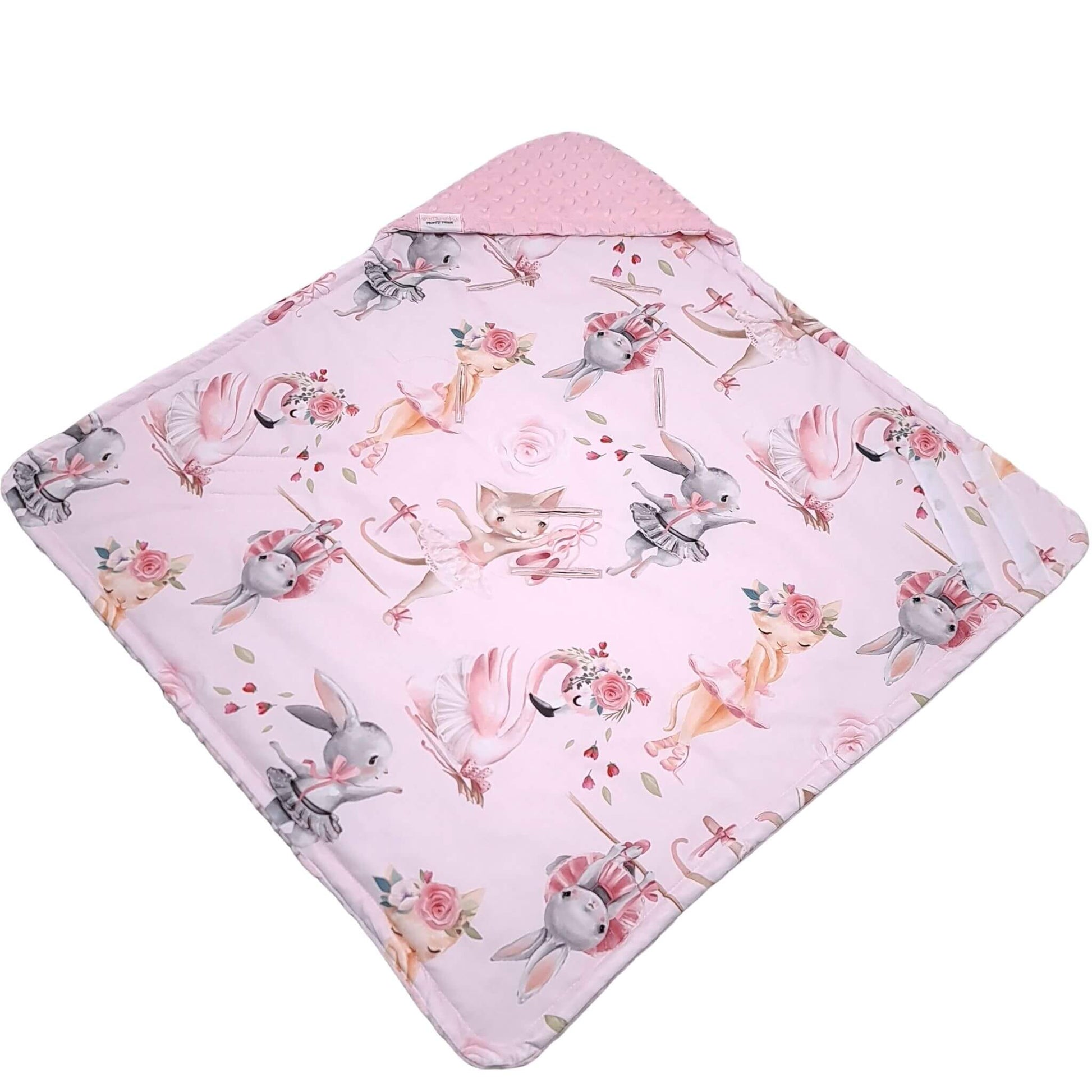 Hood detail of Evcushy Ballet Dreams Blanket for added warmth and comfort 