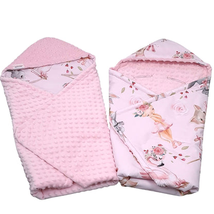 Reversible Evcushy Ballet Dreams Blanket showing ballerina cotton and pink minky