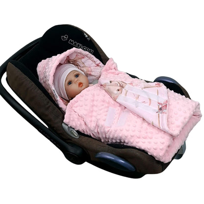 Close-up of Velcro fastening on Evcushy Ballet Dreams Car Seat Blanket for easy use