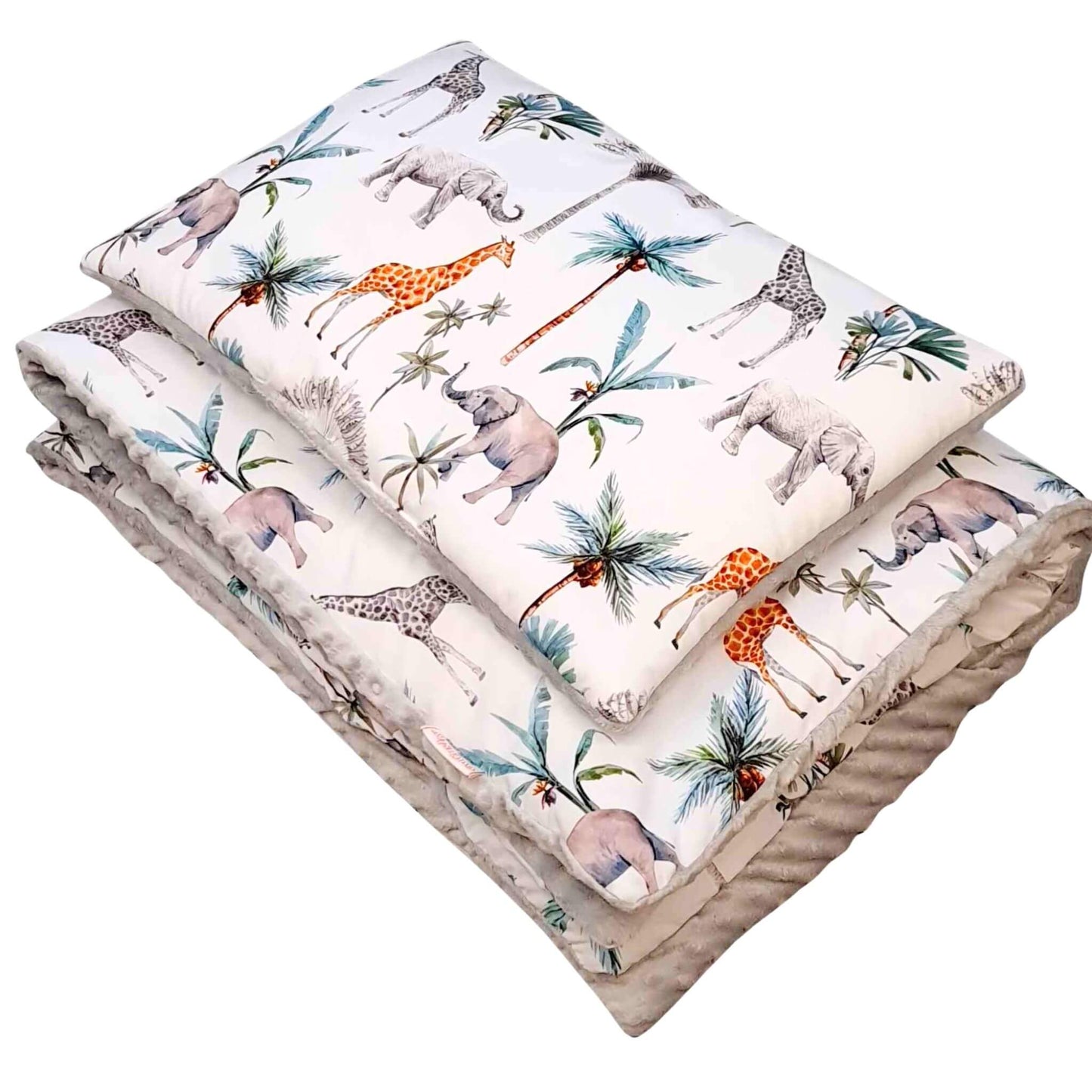 ready to use toddler bedding set quilt and pillow 100x135 cotton with safari pattern evcushy