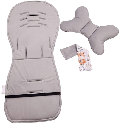 Evcushy Forest stroller liner showing the soft plain velvet reverse side with matching head support pillow.