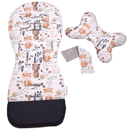 Close-up of the Evcushy Forest stroller liner showing the wipe-clean washable footrest that protects the buggy from dirty shoes.