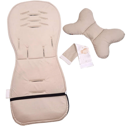 Evcushy Whales and Balloons stroller liner showing the soft plain velvet reverse side with matching head support pillow.