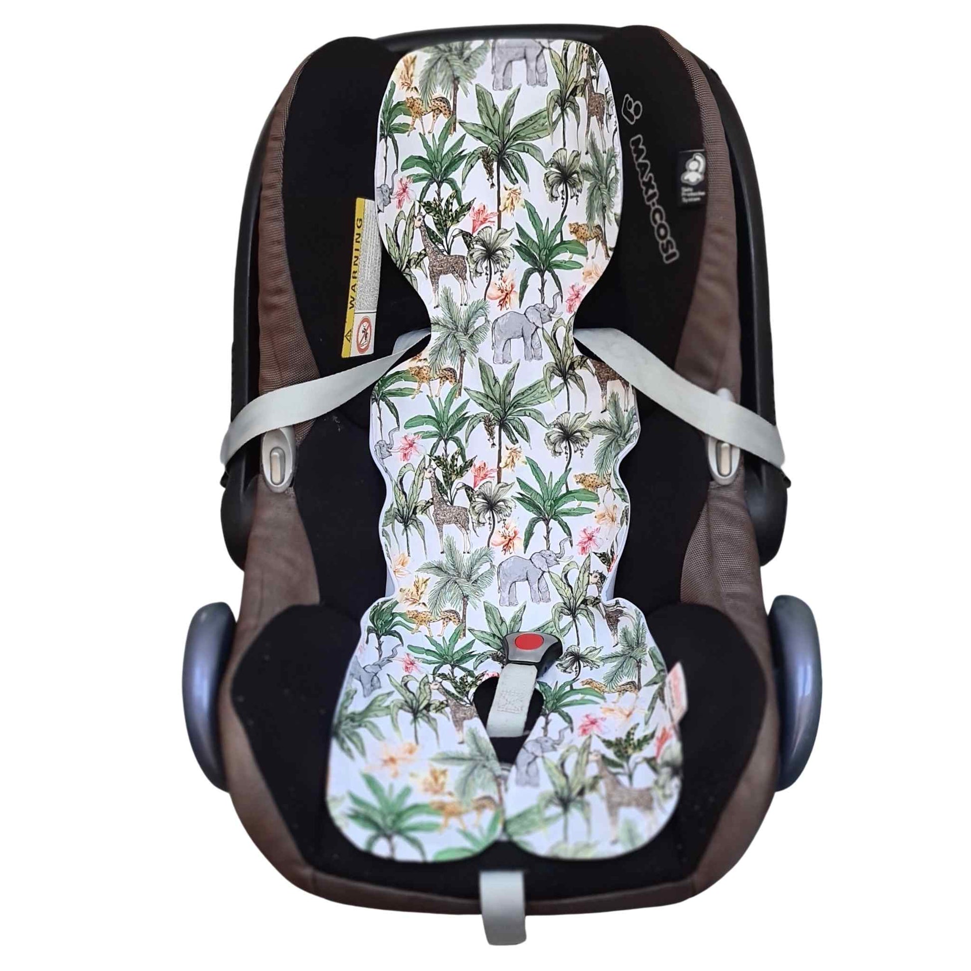 evcushy liner for car seat cotton breathable  0-9 months antisweat insert green jungle 