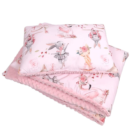 Pink children's bedding set with animal prints toddler quilt and pillow set with filling no duvet cover needed evcushy
