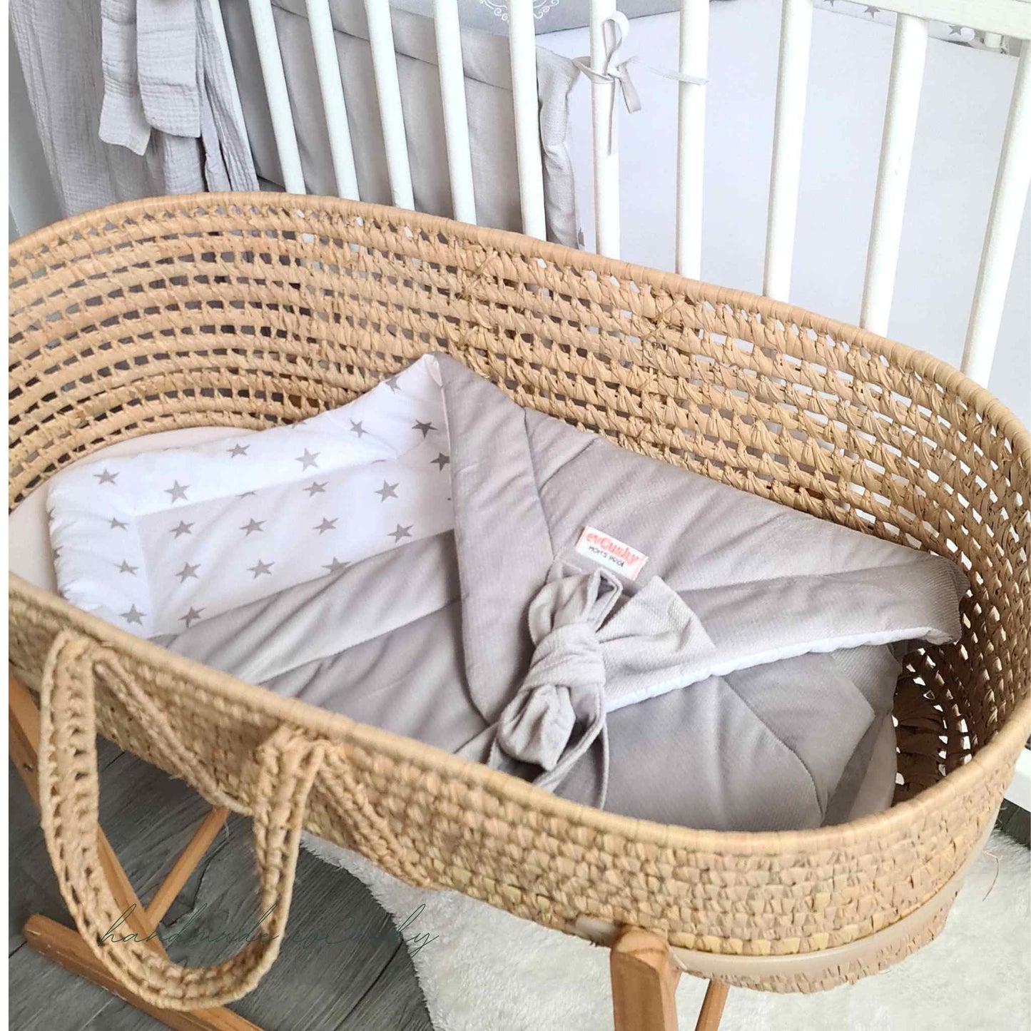 evcushy swaddle wrap for baby grey and white