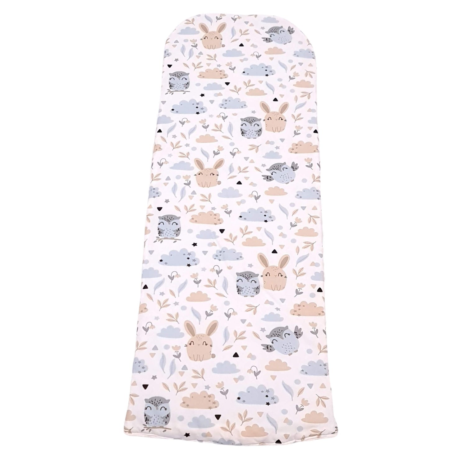 liner for baby nest xxl evcushy owls and bunnies pattern and plain cream minki dimple plush on reverse side