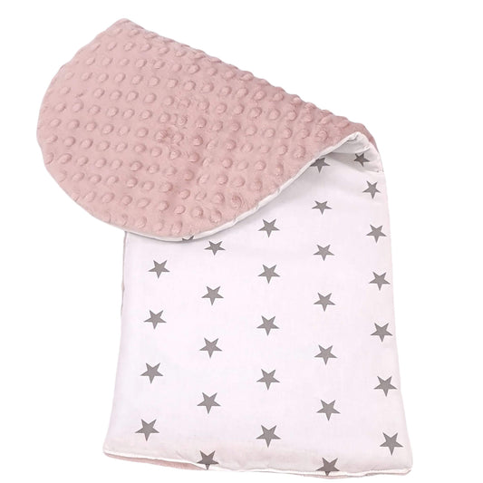 liner for evCushy pod deluxe 0-9 months white with grey stars and pink plush on reverse