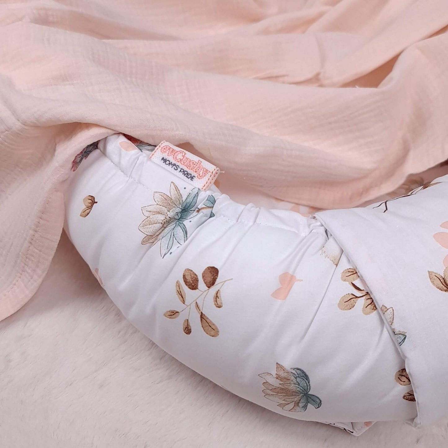 Newborn baby nest floral swan design breathable cotton with swaddle blanket pink