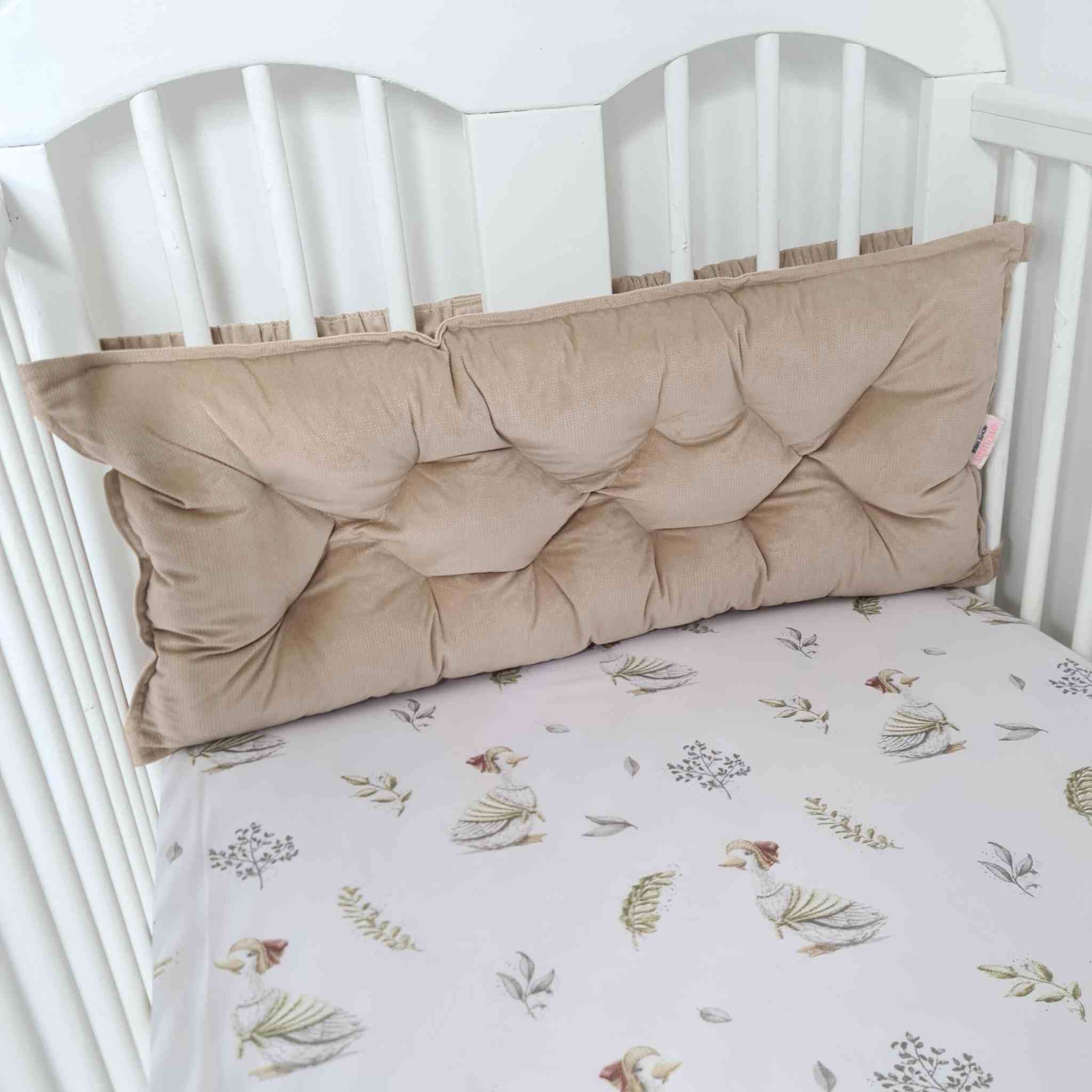 Padded Headboard Bumper Cushion For Cot & Cot Bed | Beige – Evcushy
