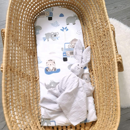 padded mattress for baby crib 70x30cm blue plush fabric and anomals pattern cotton evcushy baby shop