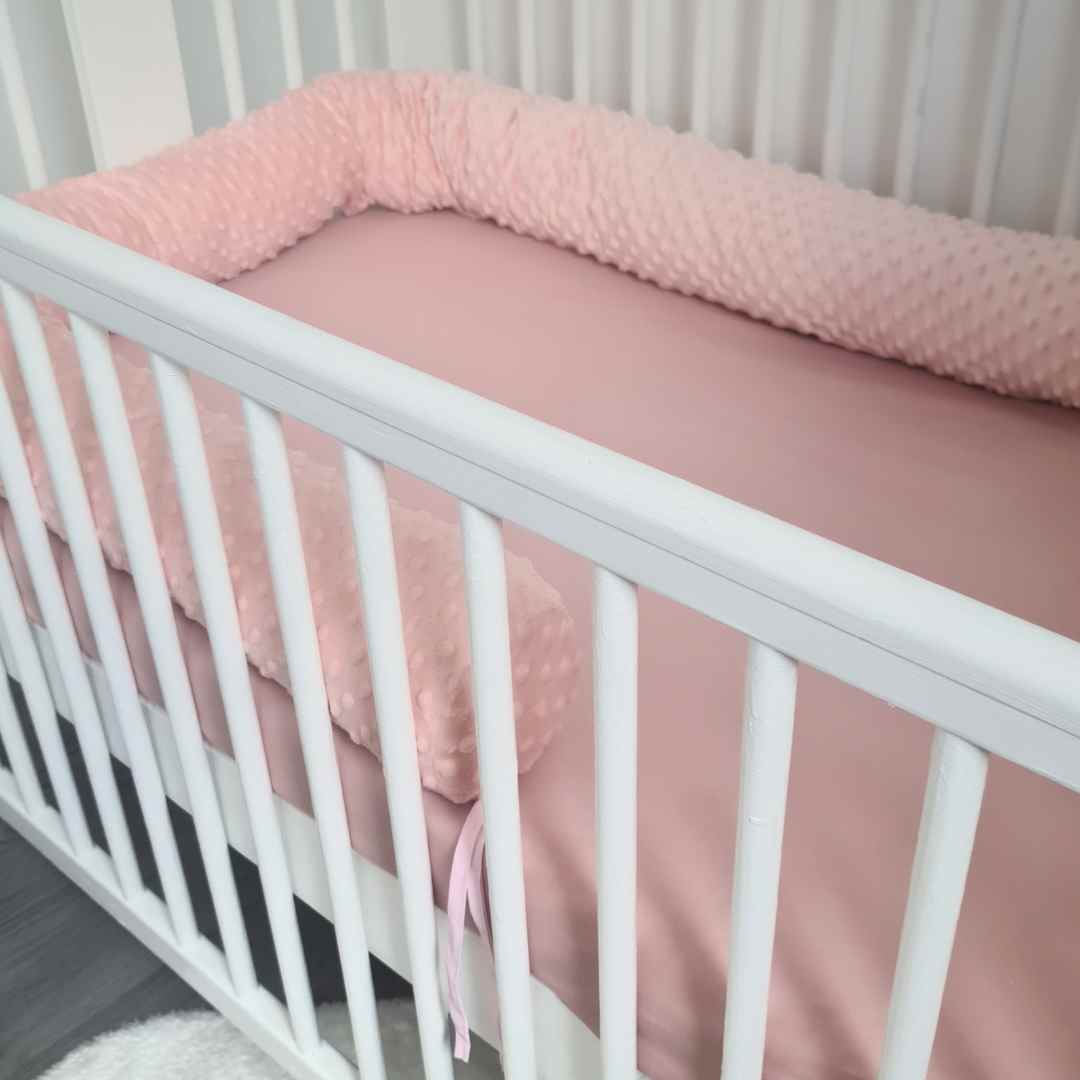 pink bolster pillow bumper and pink sheet for cot bed 70x140cm 100% cotton fitted sheet jersey cotton for baby girl evcushy