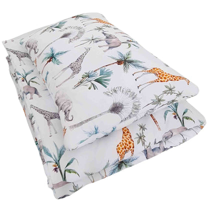 toddler duvet pillow for cot bed montessorri bed safari animals pattern 100% cotton