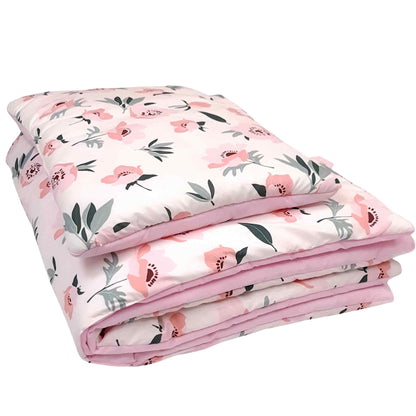 toddler quilt pillow set pink floral flowers poppies 1-5 years
